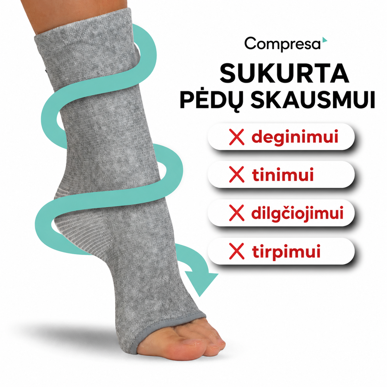 Compresa™ Bambukinės Pėdų Movos - Kasdieniam Pėdų Komfortui (2 vnt.)